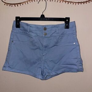 love, Fire High Waist Light Blue Shorts